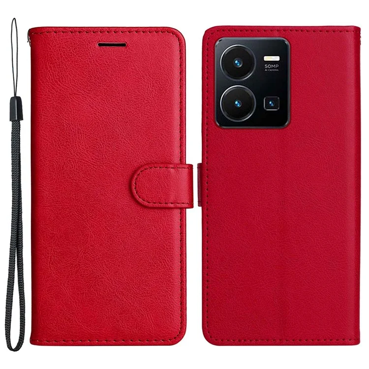 KT in Pelle Serie 2 Per Vivo Y35 / Y22s 4G / Y22 4G PU in Pelle Petro Solid Couro Che Stato Chuoret Design Magnetic Afrout Coperchi - Rosso