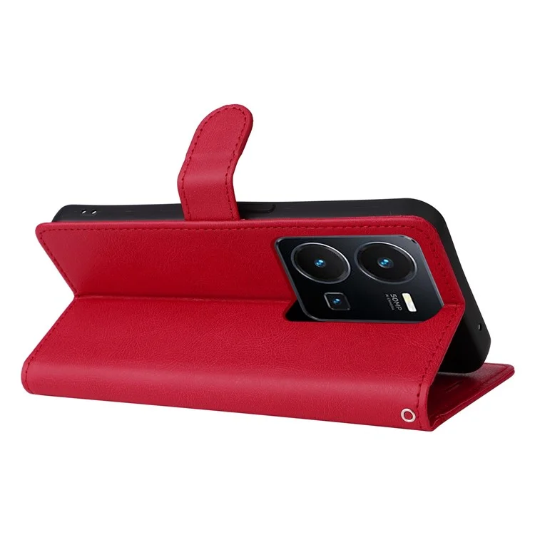 KT in Pelle Serie 2 Per Vivo Y35 / Y22s 4G / Y22 4G PU in Pelle Petro Solid Couro Che Stato Chuoret Design Magnetic Afrout Coperchi - Rosso