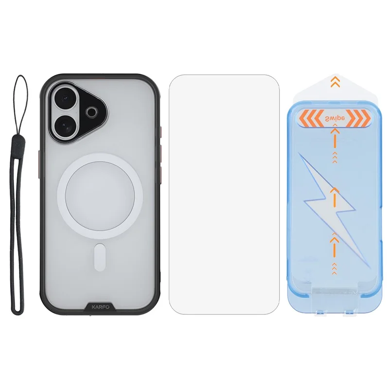 Funda Magnética KARFO para iPhone 17 de TPU y PC, Resistente al Agua, con Protector de Pantalla y Herramienta de Instalación - Negro