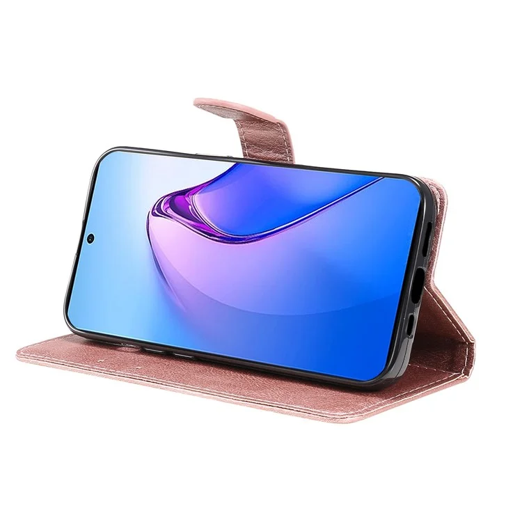KT Leath Series-2 Pour Oppo Reno8 Pro 5G (version Globale) / Reno8 Pro + 5G Portefeuille Téléphone Couleur de Couleur Coupure de Fermeture Magnétique en Cuir PU en Cuir Avec Bracelet - or Rose