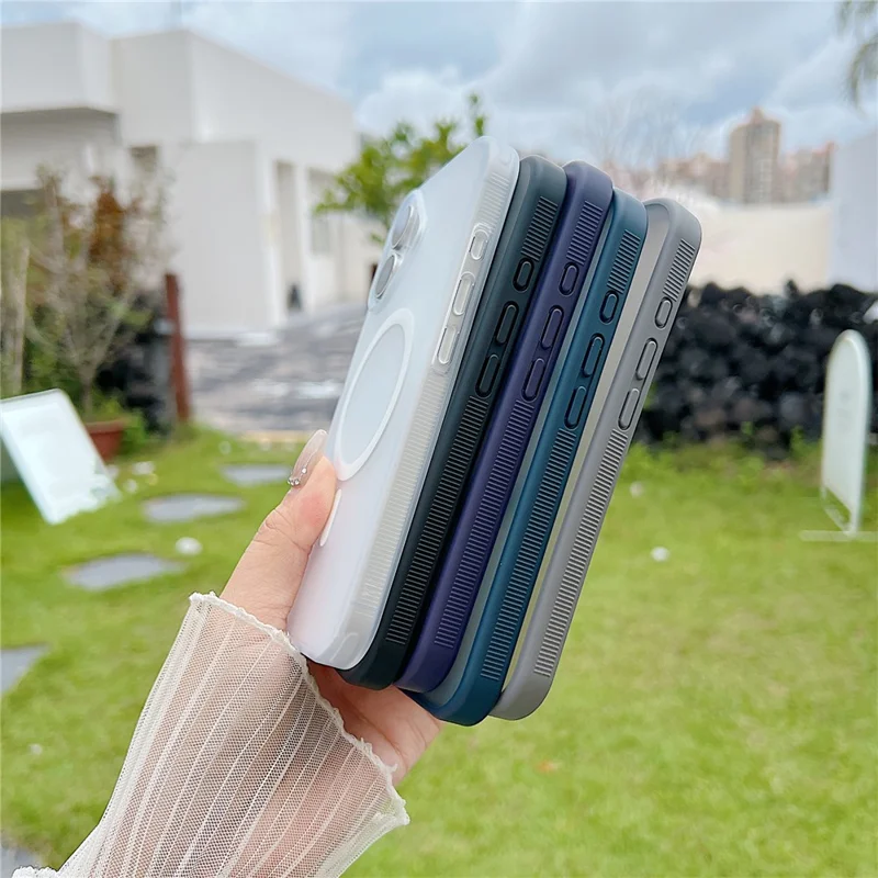 For iPhone 17 Case Compatible with MagSafe Skin Touch TPU Acrylic Phone Back Cover - Grey