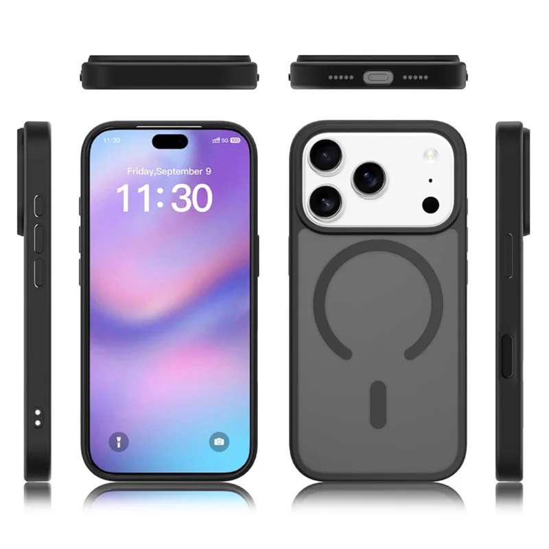 Bulk Purchasing For iPhone 17 Pro Max Magnetic Case with AI Camera Button PC + TPU Phone Cover Compatible with MagSafe - Black