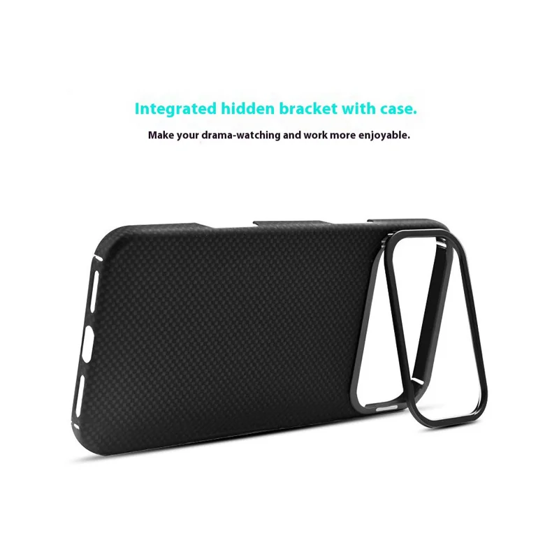 COTECI For iPhone 17 Pro Max Magnetic Case with Lens Kickstand Kevlar Slim PC Back Cover Compatible with MagSafe - Black