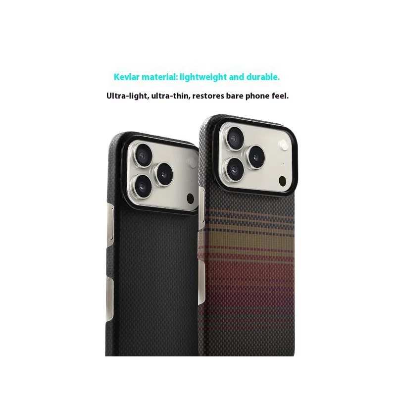 COTECI For iPhone 17 Pro Max Magnetic Case with Lens Kickstand Kevlar Slim PC Back Cover Compatible with MagSafe - Black