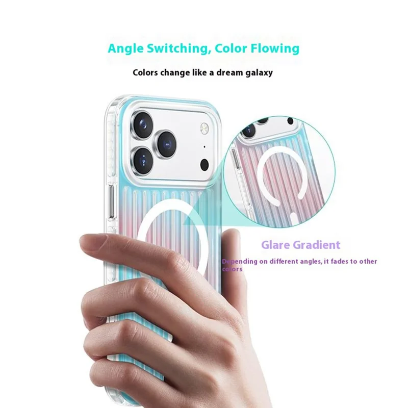 COTECI Obudowa na iPhone 17 Pro Max Kompatybilna z MagSafe Gradient Kolorystyczny Tyl Telefonu z TPE + TPU - Oślepiający Niebieski