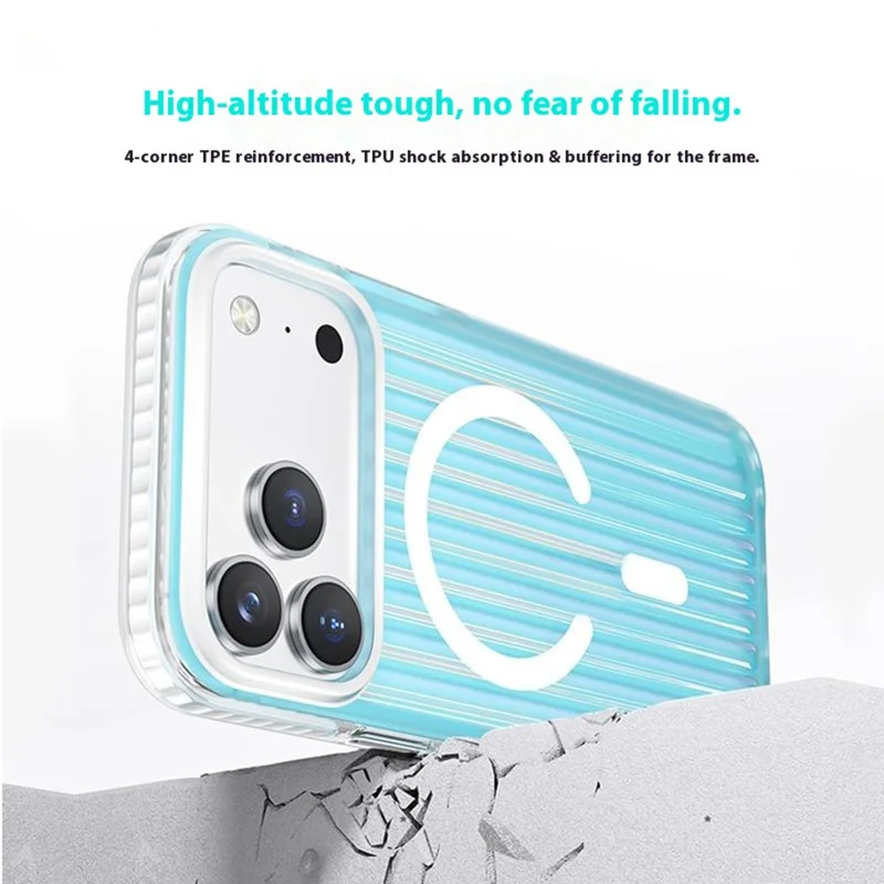 COTECI For iPhone 17 Pro Case Compatible with MagSafe Gradient Color TPE + TPU Phone Back Cover - Dazzling Blue