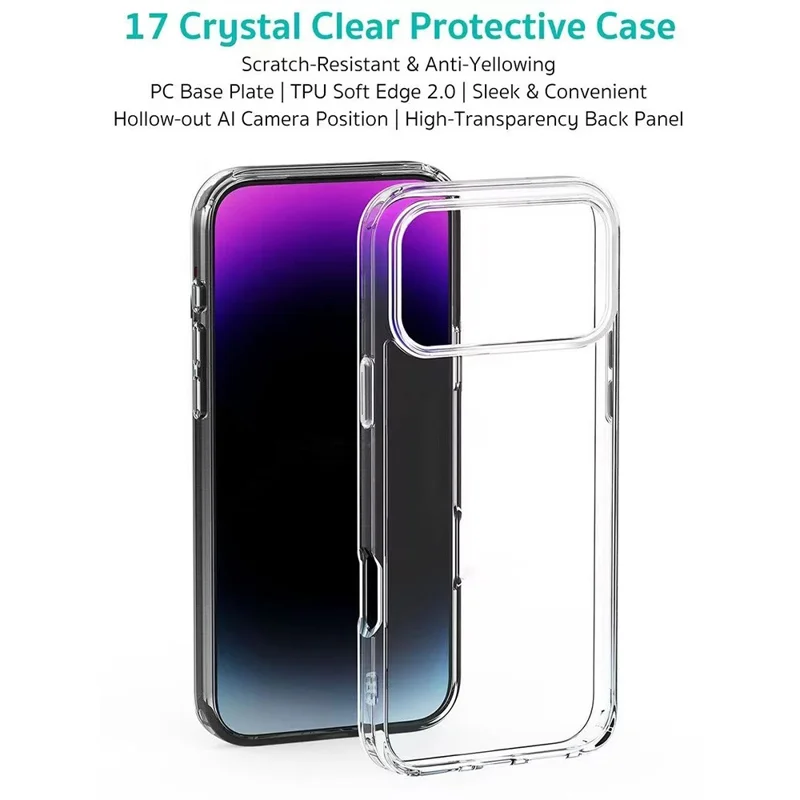 COTECi For iPhone 17 Pro Clear Phone Case AI Camera Cutout Shockproof TPU PC Back Cover