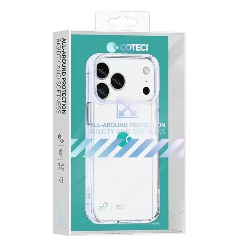 COTECi For iPhone 17 Pro Clear Phone Case AI Camera Cutout Shockproof TPU PC Back Cover