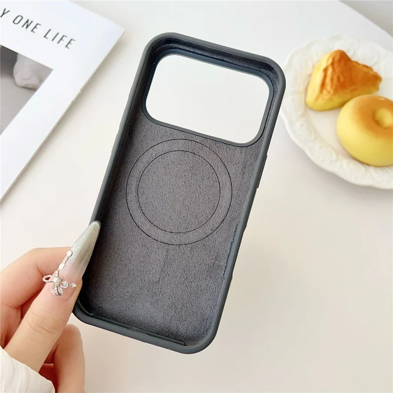 For iPhone 17 Pro Case Compatible with MagSafe Liquid Silicone Anti-Drop Phone Cover - Dark Rose