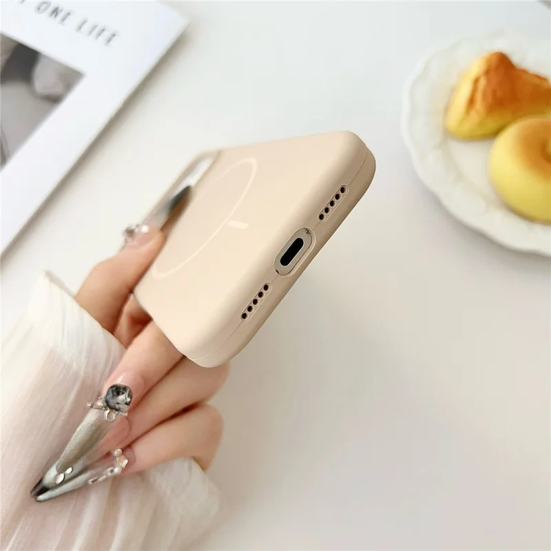 For iPhone 17 Pro Case Compatible with MagSafe Liquid Silicone Anti-Drop Phone Cover - Dark Rose