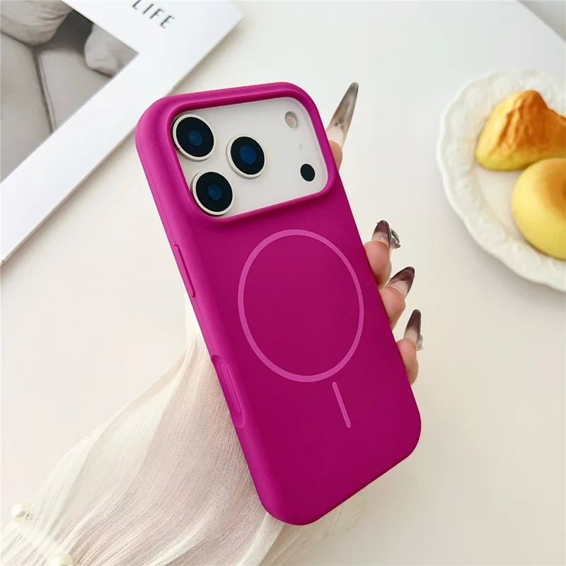 For iPhone 17 Pro Max Case Compatible with MagSafe Liquid Silicone Anti-Drop Phone Cover - Dark Rose