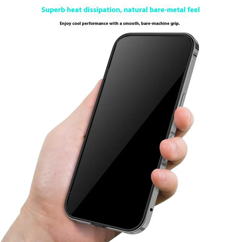 COTECI For iPhone 17 Pro Case Aluminum Alloy Silicone Bumper Shockproof Heat Dissipation Phone Frame - Black