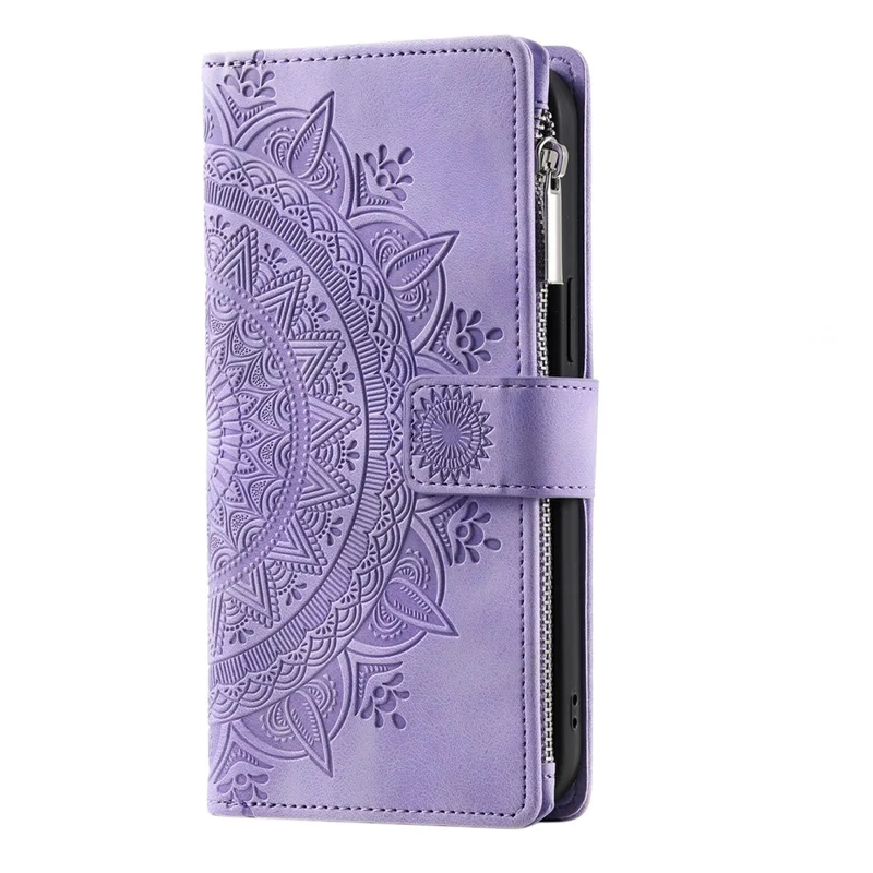For Xiaomi Redmi Note 15 5G (Global) Wallet Case Mandala Flower Pattern PU Leather Phone Cover with Wrist Strap - Purple