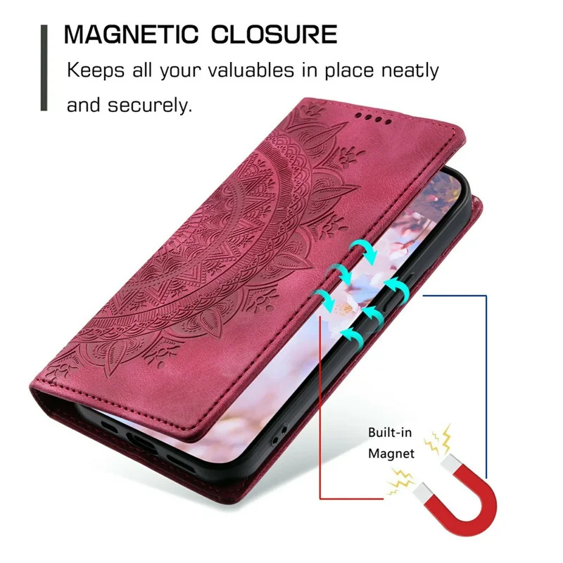 For Xiaomi Redmi Note 15 5G (Global) Case Magnetic Closing Leather Phone Cover Pattern Imprinted - Rose