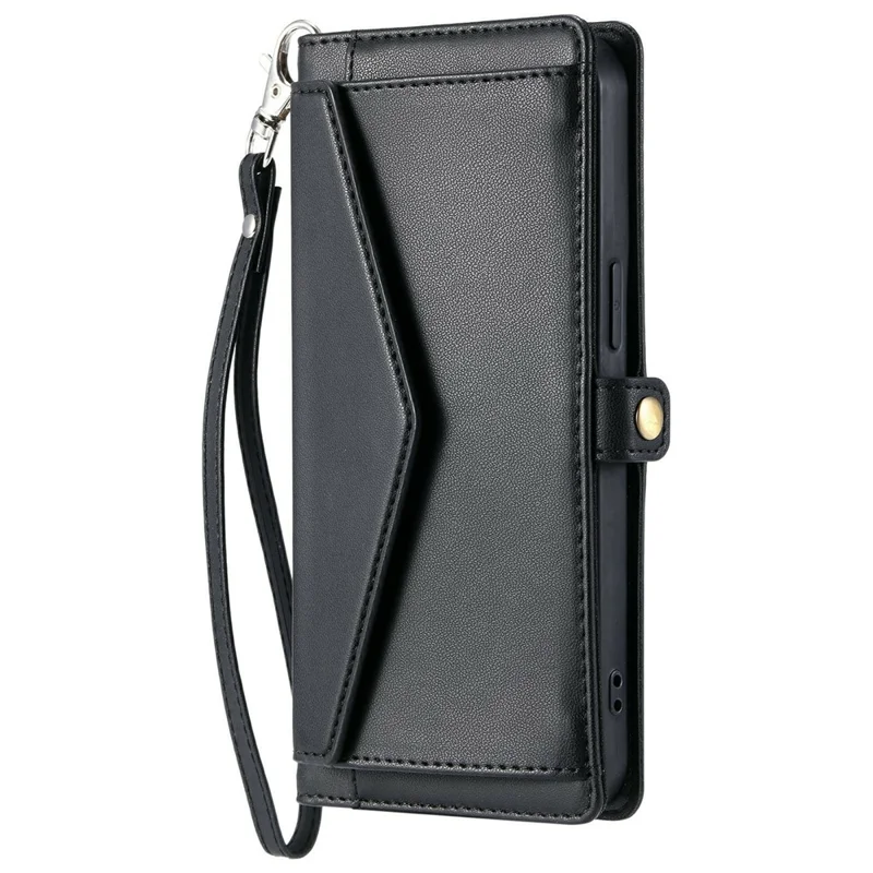 For Xiaomi Redmi Note 15 5G (Global) Leather Case with Wrist Strap Wallet Stand Phone Cover - Black