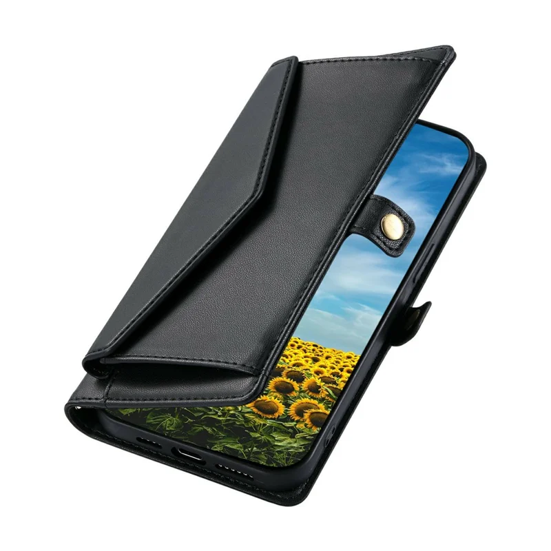 For Xiaomi Redmi Note 15 5G (Global) Leather Case with Wrist Strap Wallet Stand Phone Cover - Black