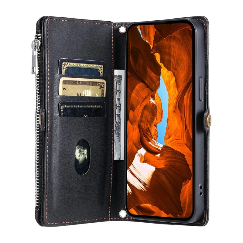 For Xiaomi Redmi Note 15 5G (Global) Case TPU + PU Leather Wallet Phone Cover with Wrist Strap - Black
