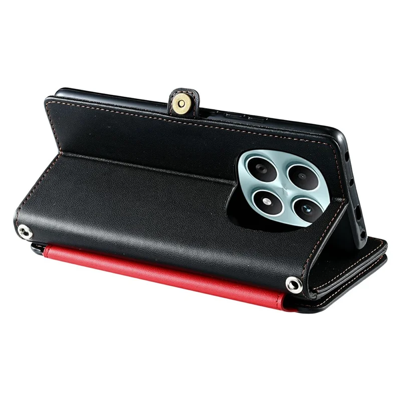 For Xiaomi Redmi Note 15 5G (Global) Case TPU + PU Leather Wallet Phone Cover with Wrist Strap - Black