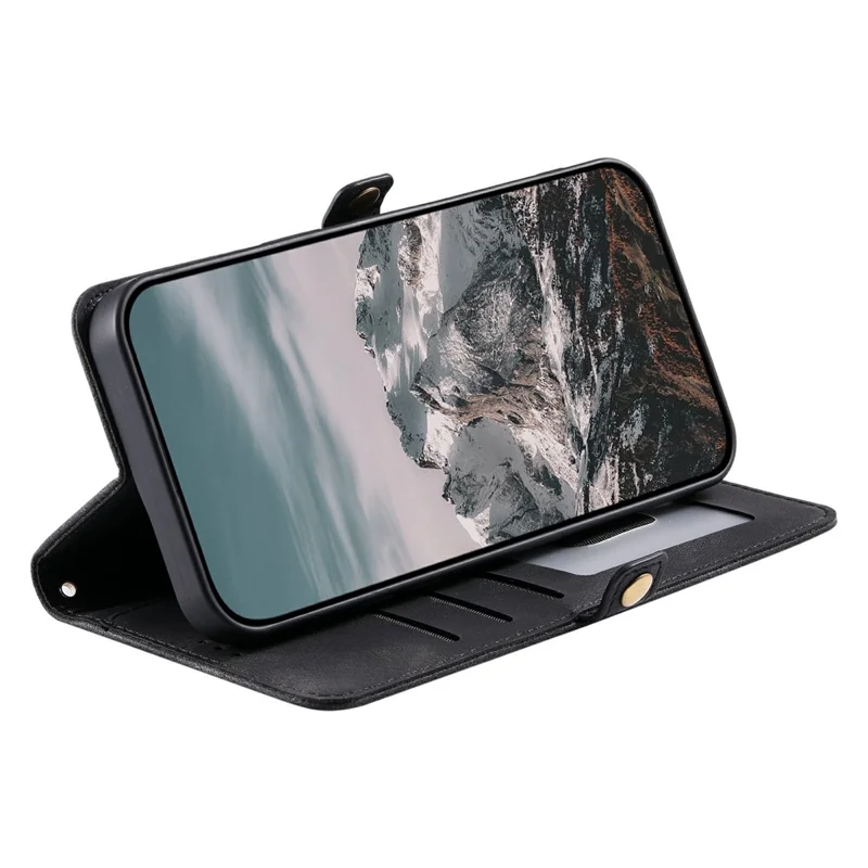 For Xiaomi Redmi Note 15 5G (Global) Case Skin Feel Totem Imprinted Wallet Leather Phone Cover with Hand Strap - Black