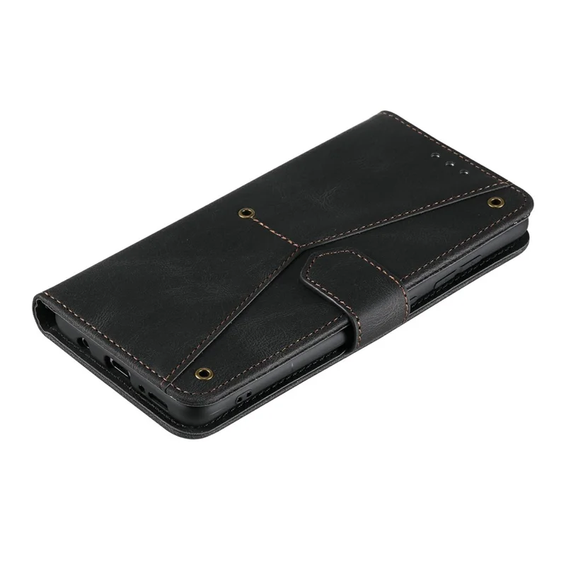 For Xiaomi Redmi Note 15 5G (Global) Leather Case Splicing Stitching Wallet Phone Cover with Wrist Strap - Black