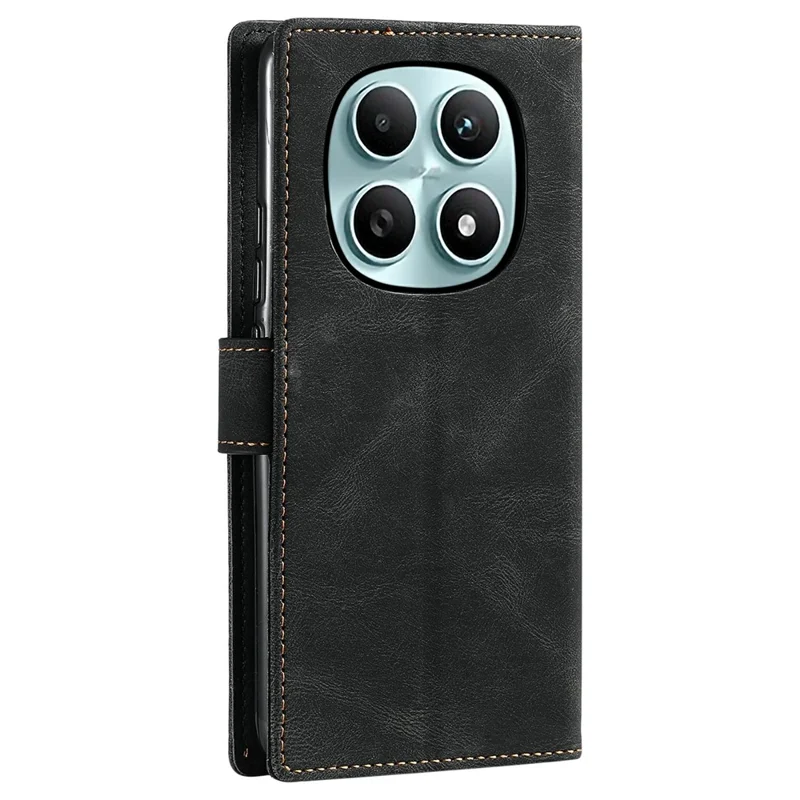 For Xiaomi Redmi Note 15 5G (Global) Leather Case Splicing Stitching Wallet Phone Cover with Wrist Strap - Black