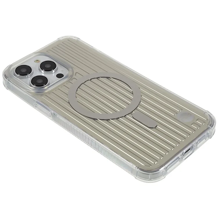 PQY Go Out Series Magnetic Case для iPhone 14 Pro, совместимый с MagSafe, PC+TPU+PET защита от царапин, чехол для телефона - серебристый