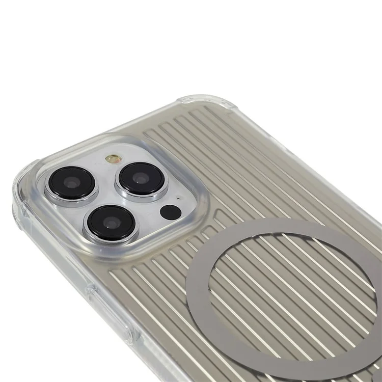 PQY Go Out Series Magnetic Case для iPhone 14 Pro, совместимый с MagSafe, PC+TPU+PET защита от царапин, чехол для телефона - серебристый