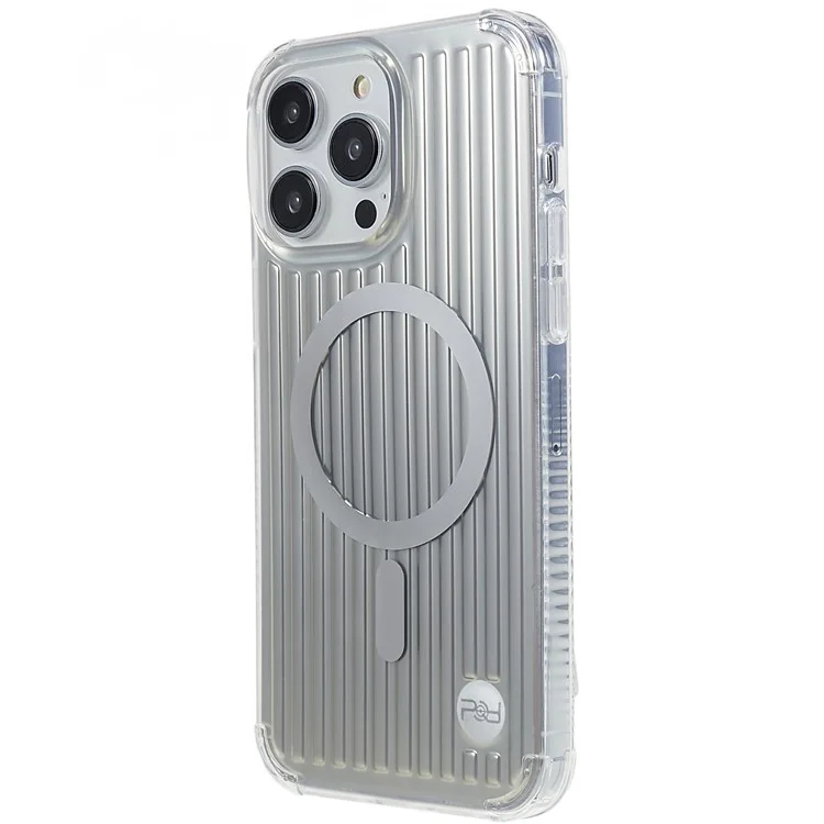 PQY Go Out Series Magnetic Case для iPhone 14 Pro, совместимый с MagSafe, PC+TPU+PET защита от царапин, чехол для телефона - серебристый