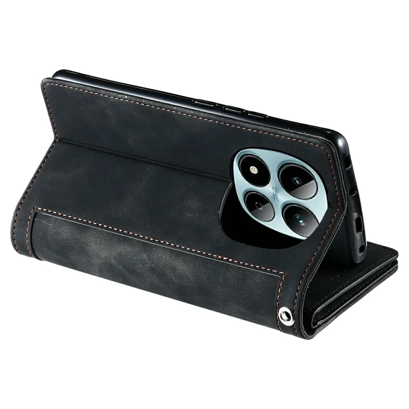 For Xiaomi Redmi Note 15 Pro 5G (Global) Case 9 Card Slots Zipper Wallet PU Leather Phone Cover with Wrist Strap - Black