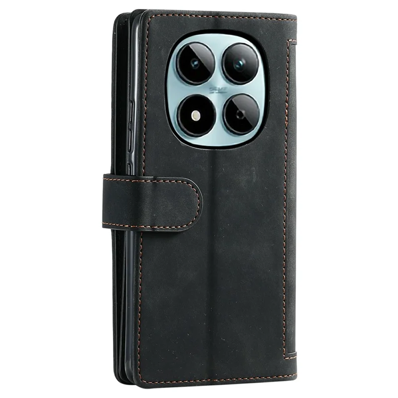 For Xiaomi Redmi Note 15 Pro 5G (Global) Case 9 Card Slots Zipper Wallet PU Leather Phone Cover with Wrist Strap - Black