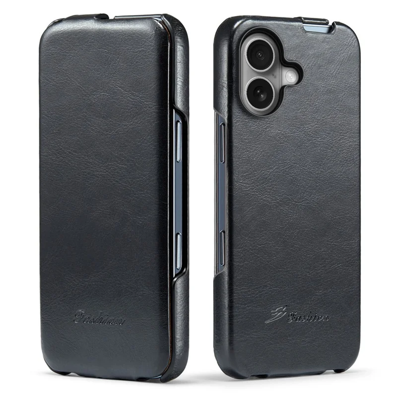 For iPhone 17 Case Vertical Flip PU Leather + PC Phone Cover - Black