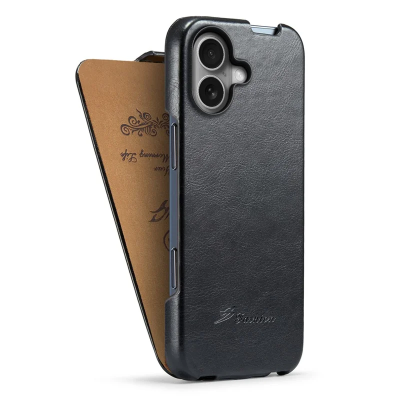 For iPhone 17 Case Vertical Flip PU Leather + PC Phone Cover - Black