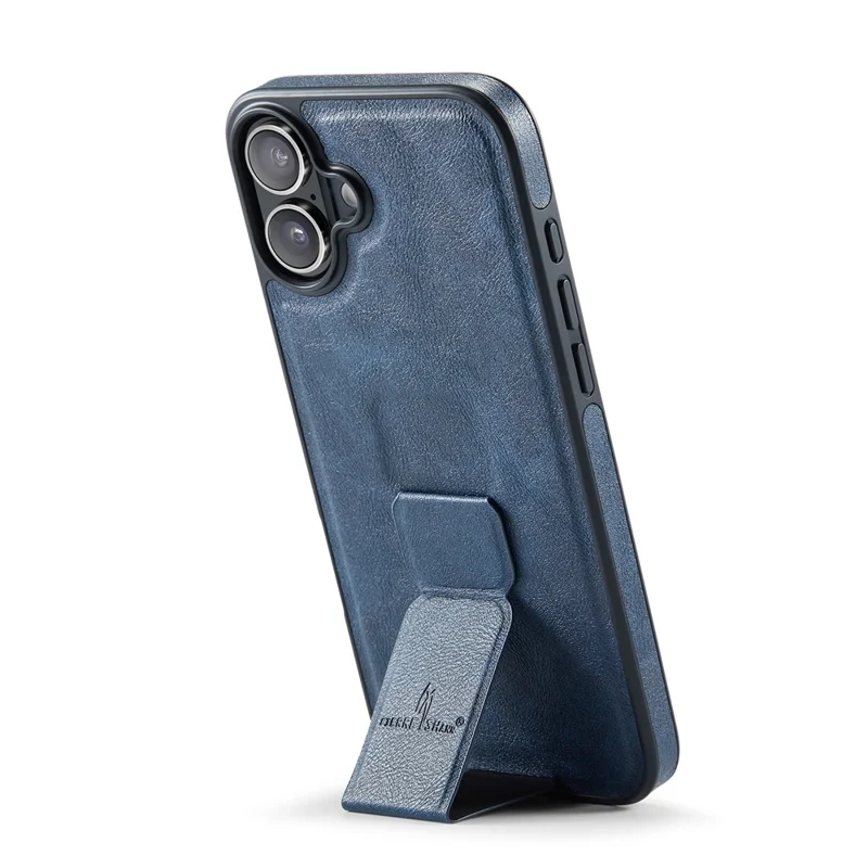 FIERRE SHANN For iPhone 17 Case Kickstand Leather Slim Back Cover - Blue