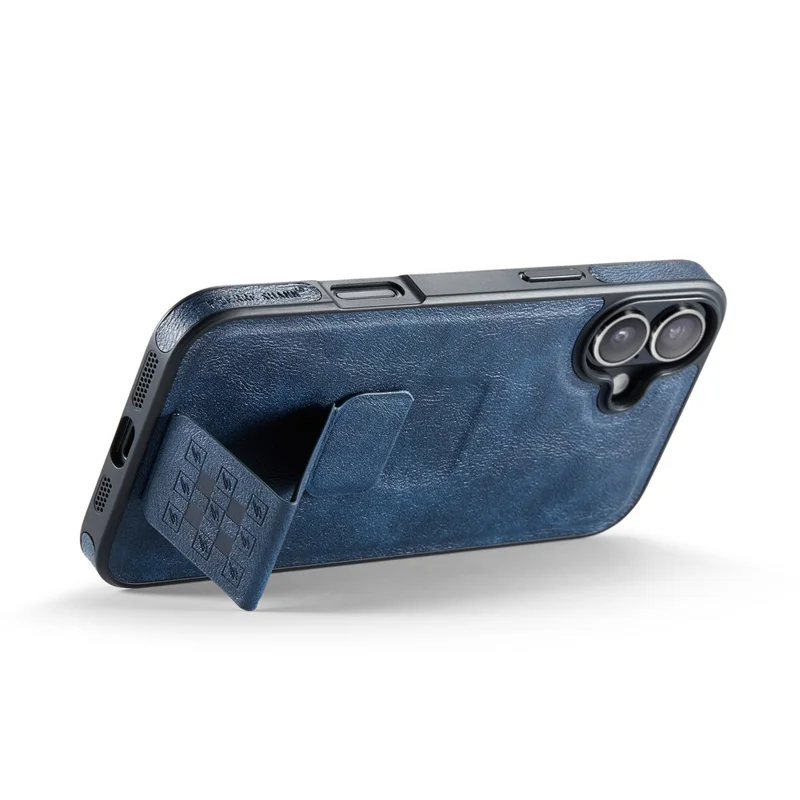 FIERRE SHANN For iPhone 17 Case Kickstand Leather Slim Back Cover - Blue