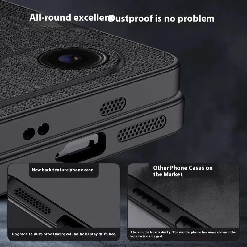 For iPhone Air Case Wood Texture PU Leather Coated PC TPU Phone Cover - Black