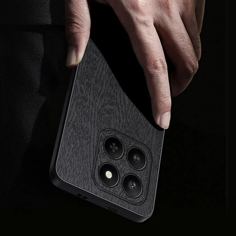 Obudowa na Honor 400 Smart 5G / 4G / X7d 4G z drewnianą fakturą, powłoką z ekoskóry PU, pokrytą PC i TPU - Czarny