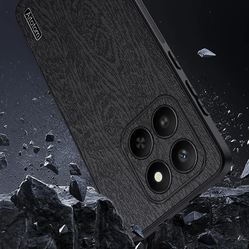 Obudowa na Honor 400 Smart 5G / 4G / X7d 4G z drewnianą fakturą, powłoką z ekoskóry PU, pokrytą PC i TPU - Czarny