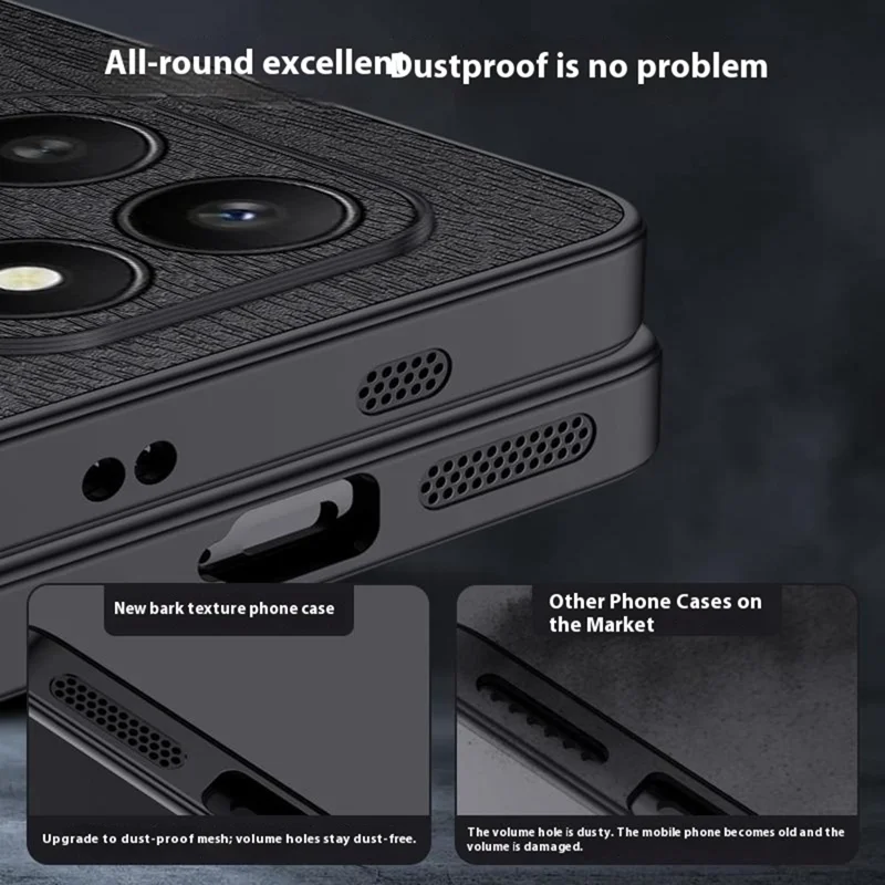 For Honor X7d 5G Case Wood Texture PU Leather Coated PC TPU Phone Cover - Black