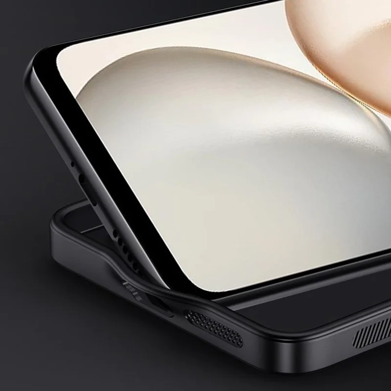 For Honor X7d 5G Case Wood Texture PU Leather Coated PC TPU Phone Cover - Black