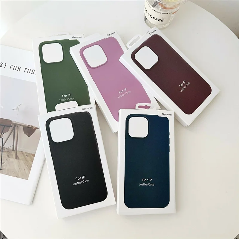 For iPhone 17 Pro Case Compatible with MagSafe PU Leather Liquid Silicone Phone Back Cover - Dark Purple