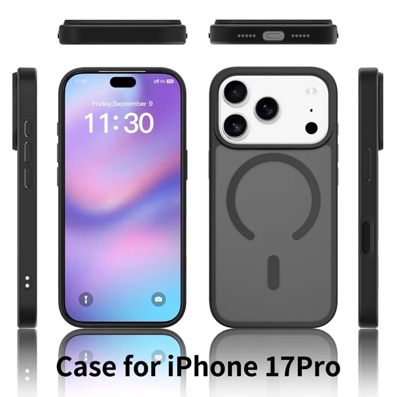 Bulk Purchasing For iPhone 17 Pro Magnetic Case with AI Camera Button PC + TPU Phone Cover Compatible with MagSafe - Black