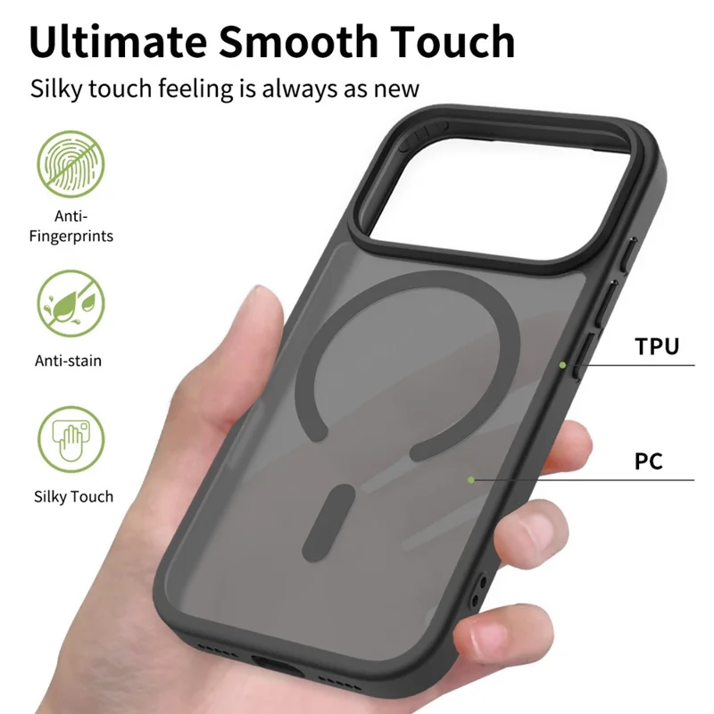 Bulk Purchasing For iPhone 17 Pro Magnetic Case with AI Camera Button PC + TPU Phone Cover Compatible with MagSafe - Black