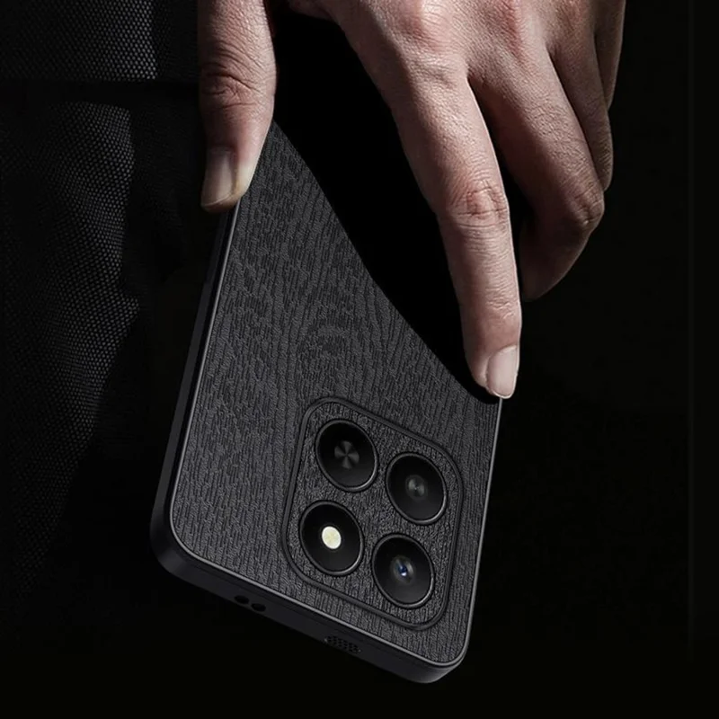 For Honor 400 Smart 5G / 4G / X7d 4G Case Wood Texture PU Leather Coated PC TPU Phone Cover - Black