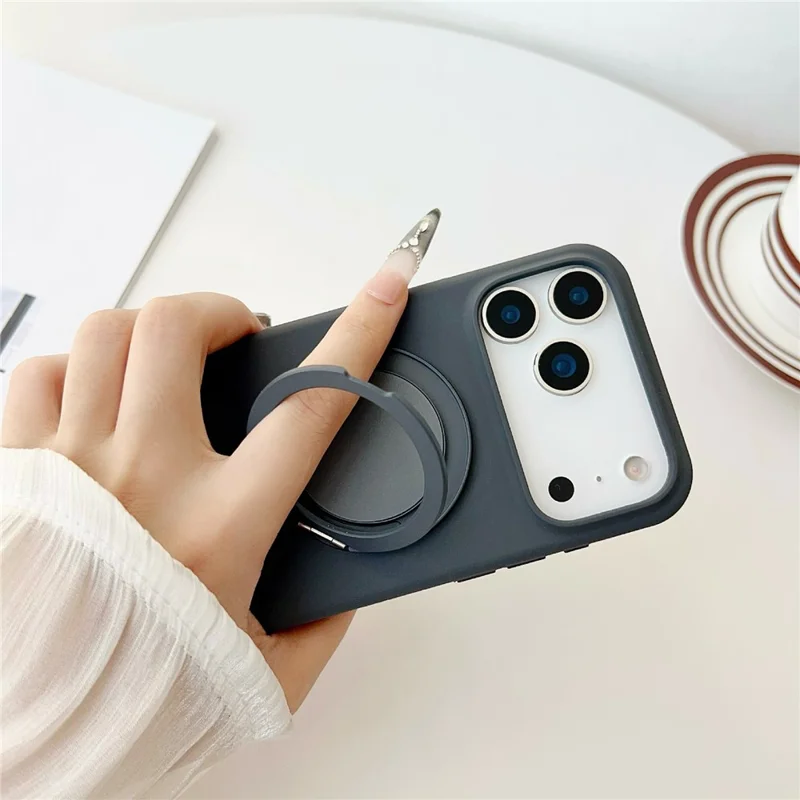 For iPhone 17 Pro Case Compatible with MagSafe Rotating Kickstand Silicone PC Phone Back Cover - Yellow