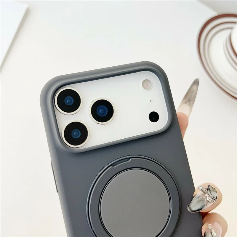 For iPhone 17 Pro Case Compatible with MagSafe Rotating Kickstand Silicone PC Phone Back Cover - Yellow