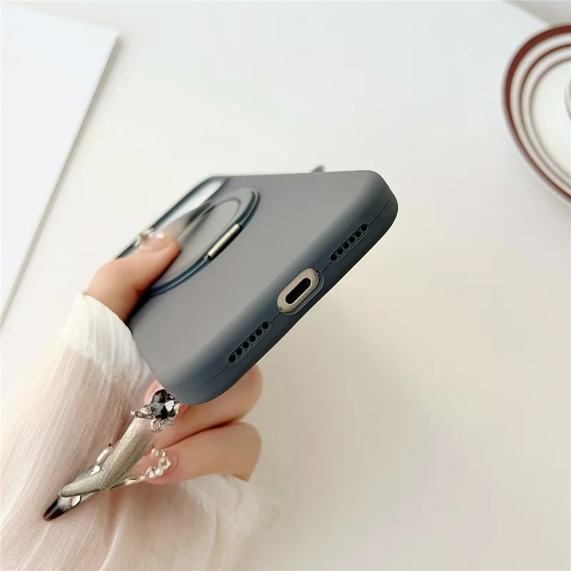 For iPhone 17 Pro Case Compatible with MagSafe Rotating Kickstand Silicone PC Phone Back Cover - Yellow