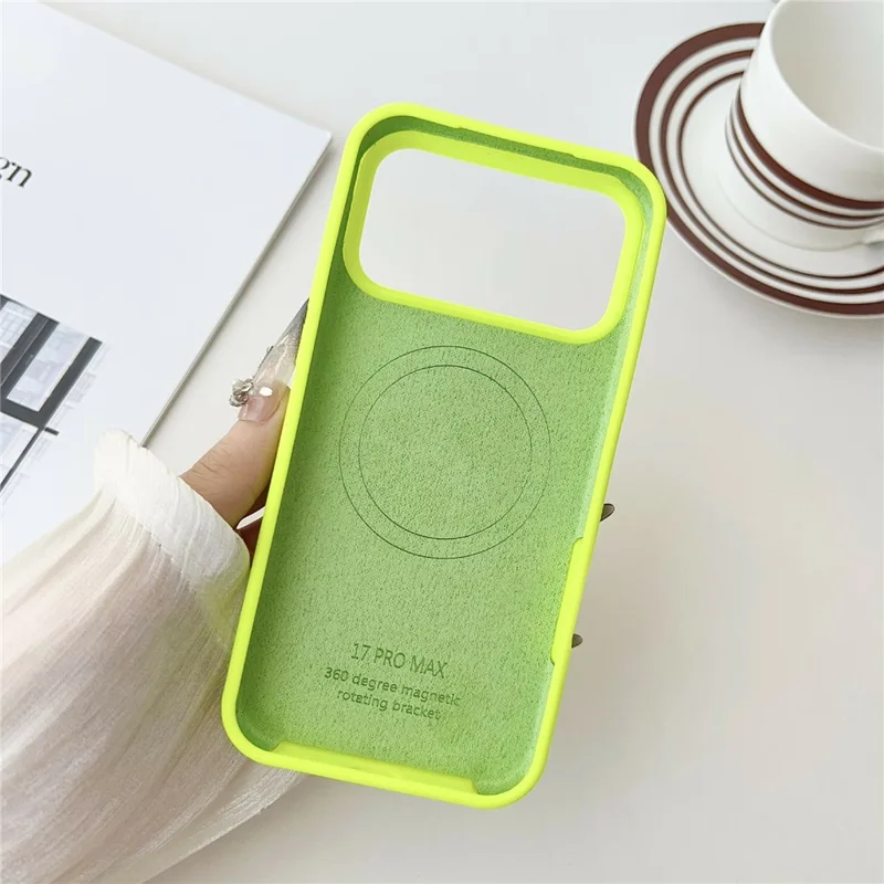 For iPhone 17 Pro Max Case Compatible with MagSafe Rotating Kickstand Silicone PC Phone Back Cover - Yellow