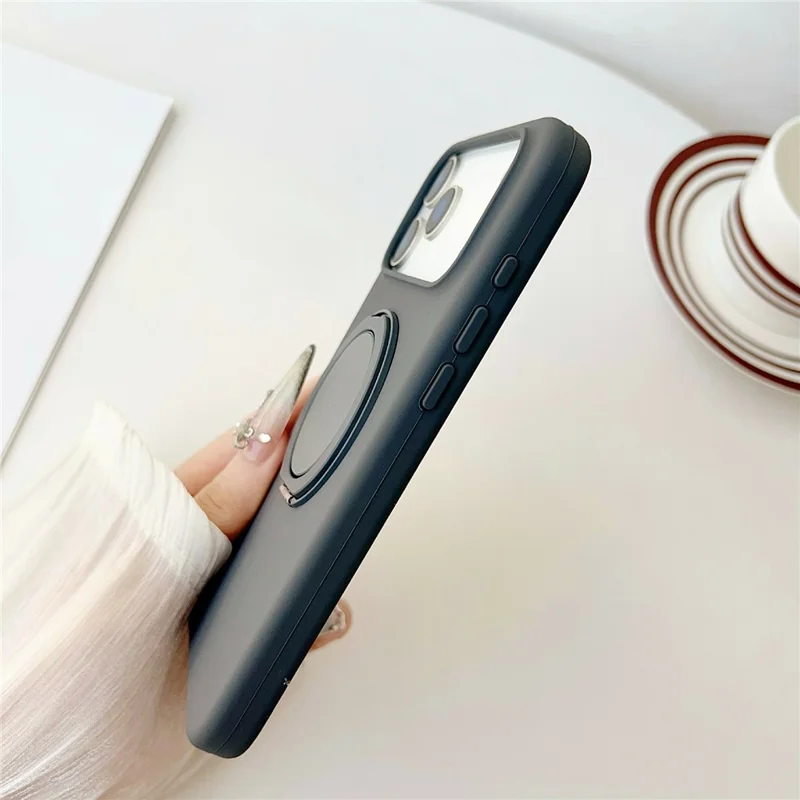 For iPhone 17 Pro Max Case Compatible with MagSafe Rotating Kickstand Silicone PC Phone Back Cover - Yellow