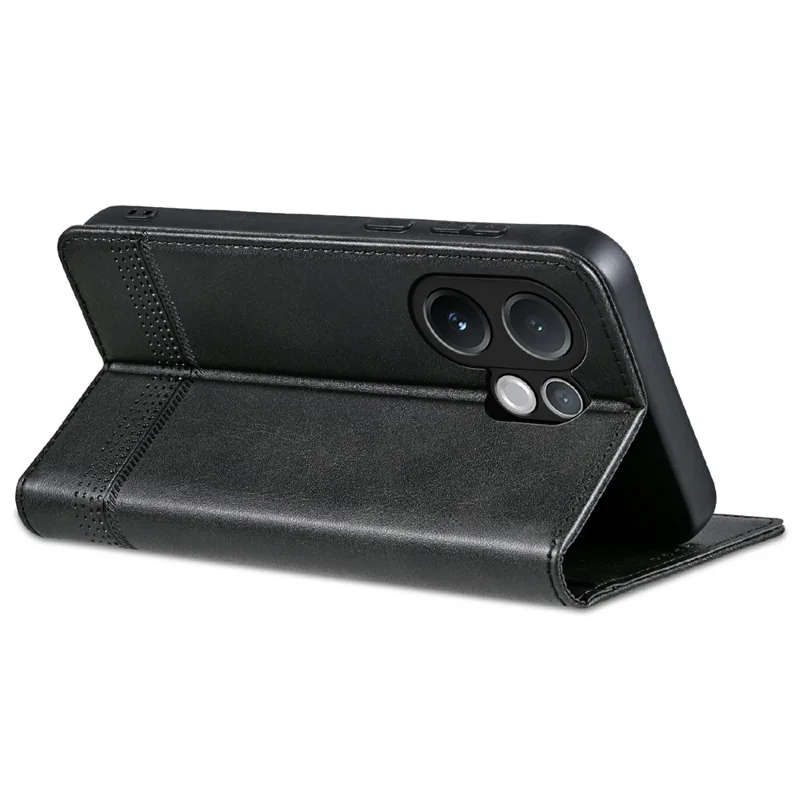 AZNS For vivo V60 5G Case Cowhide Texture PU Leather Wallet Phone Cover - Black