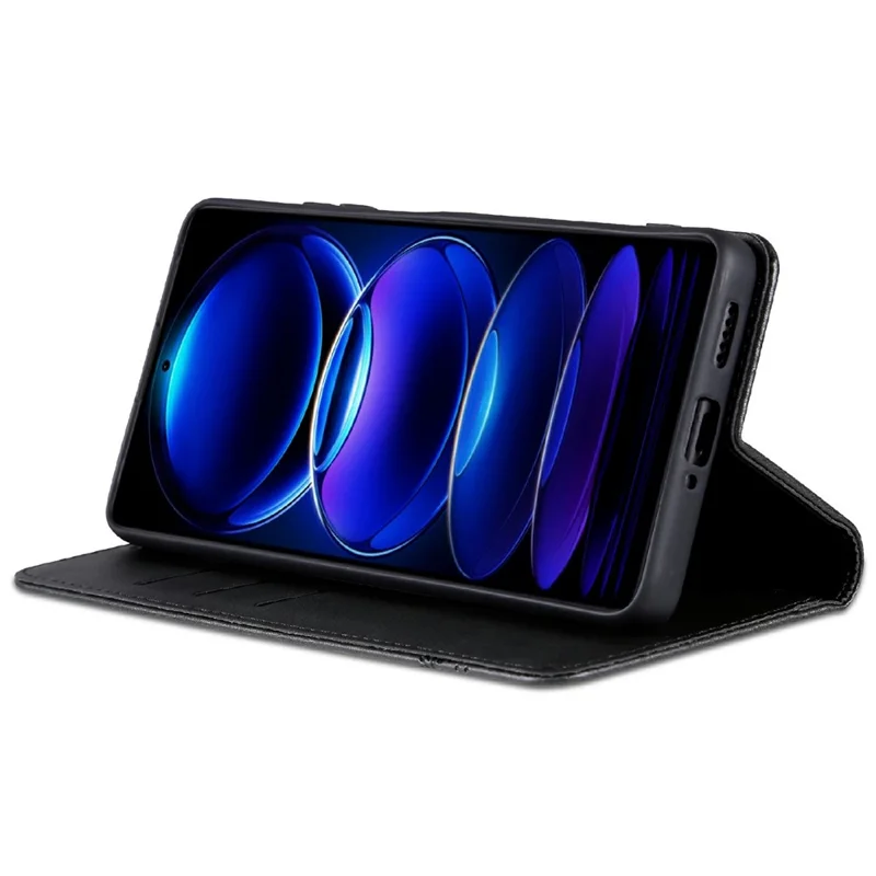 AZNS For Xiaomi Poco M7 4G (EU) (171mm) Case Cowhide Texture PU Leather Wallet Phone Cover - Black